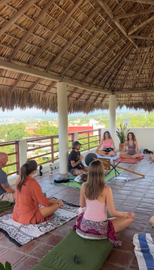 Community gathering at the palapa